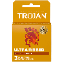 Condones de látex lubricados Trojan Ultra Ribbed (3 unidades/caja)