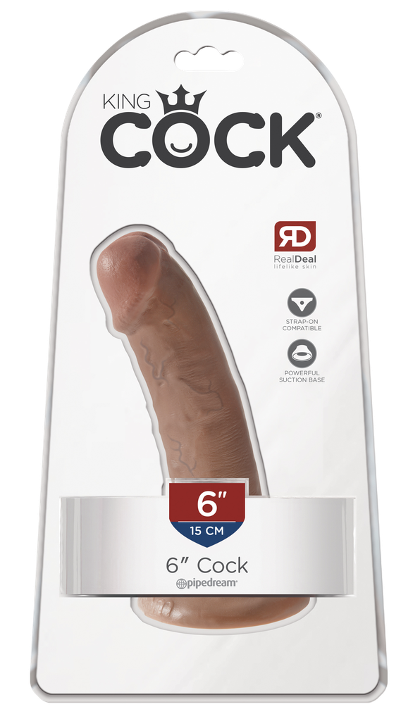 King Cock 6 in. Cock Realistic Dildo with Suction Cup Tan