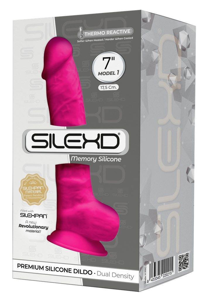 SILEXD Dual Density Pink Silicone Realistic Dildo 7 Inch - Pink
