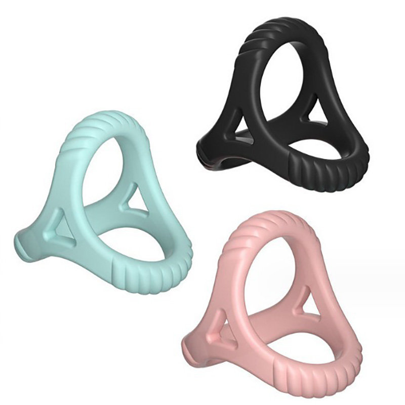 [LT-0203136] Anillo para el pene de tres agujeros (negro)