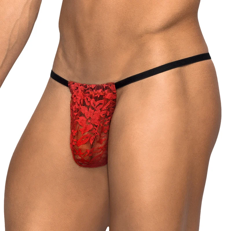 [60997] Male Power   Lace Posing Strap Red One Size