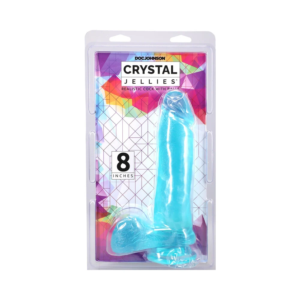 Crystal Jellies 8 in. Realistic Cock with Balls Teal